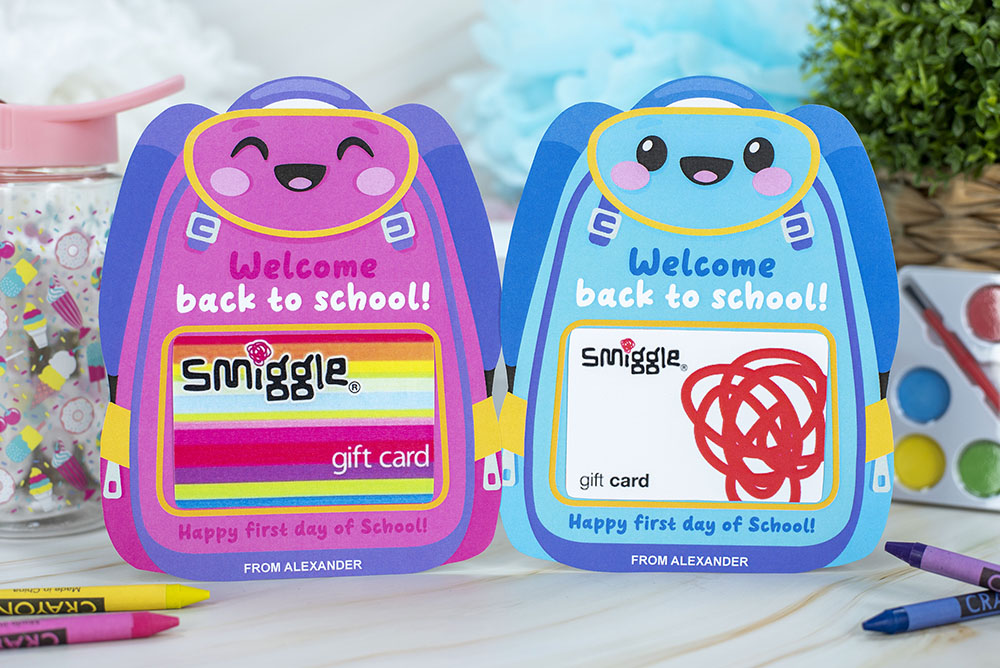 printable gift card holders, backpack shape